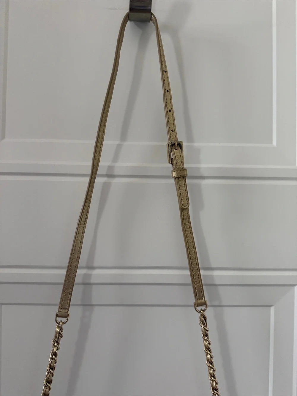 Tory Burch Metallic Gold Leather Crossbody with Chain Strap